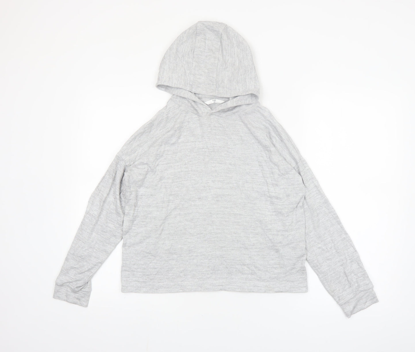 Marks and Spencer Girls Grey Long Sleeve Hooded Pullover Jumper 12-13 Years