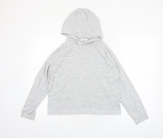 Marks and Spencer Girls Grey Long Sleeve Hooded Pullover Jumper 12-13 Years