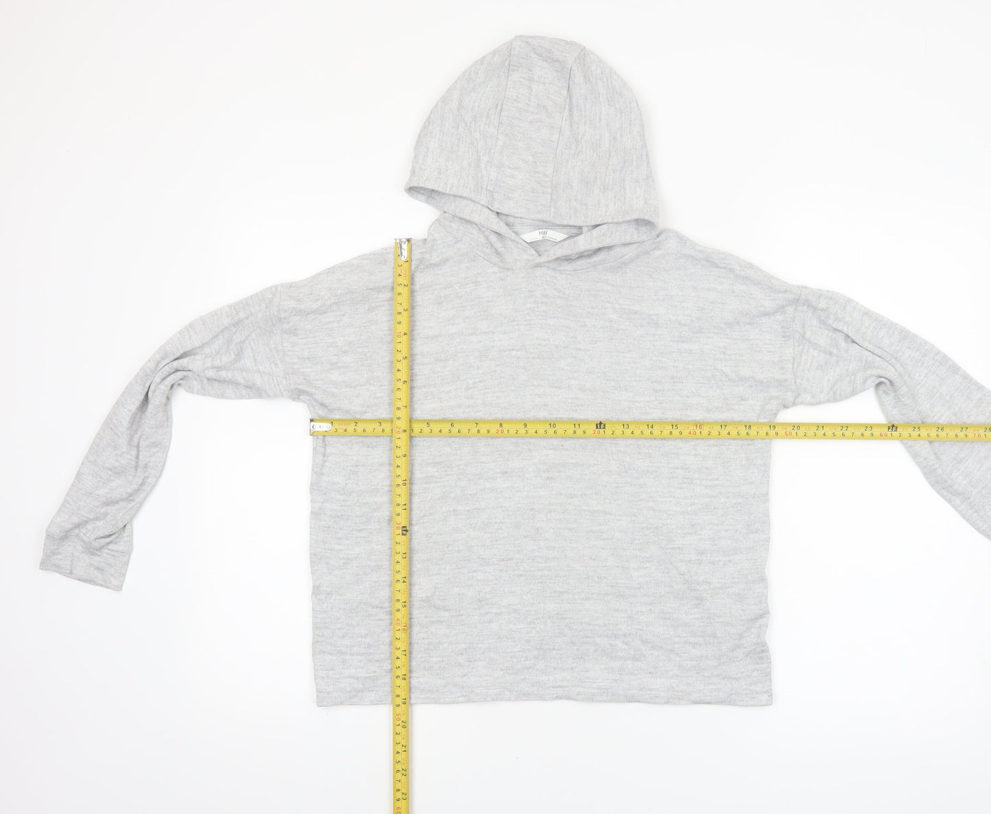 Marks and Spencer Girls Grey Long Sleeve Hooded Pullover Jumper 12-13 Years