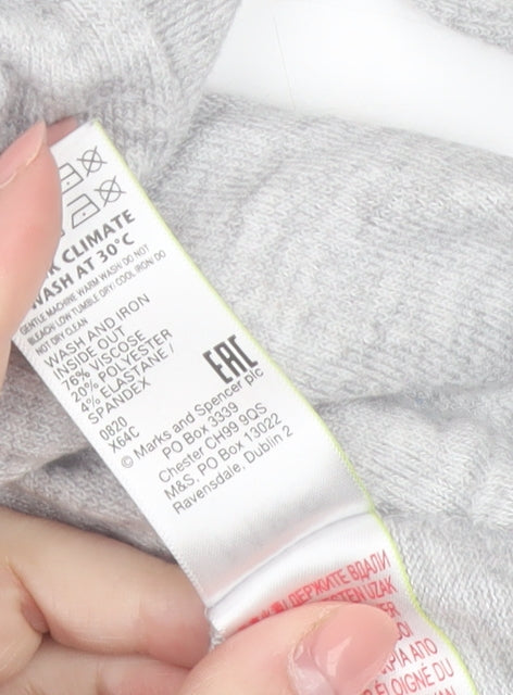 Marks and Spencer Girls Grey Long Sleeve Hooded Pullover Jumper 12-13 Years