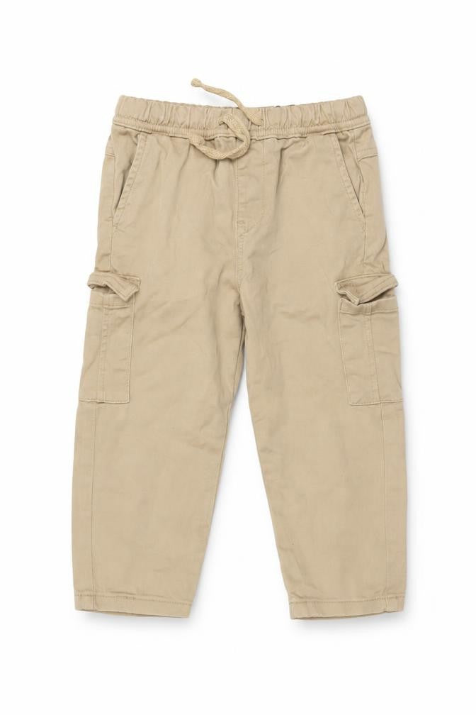 Bench Unisex Baby Beige Cargo Trousers 18-24 Months Elastic Waist Twill Cotton Pants