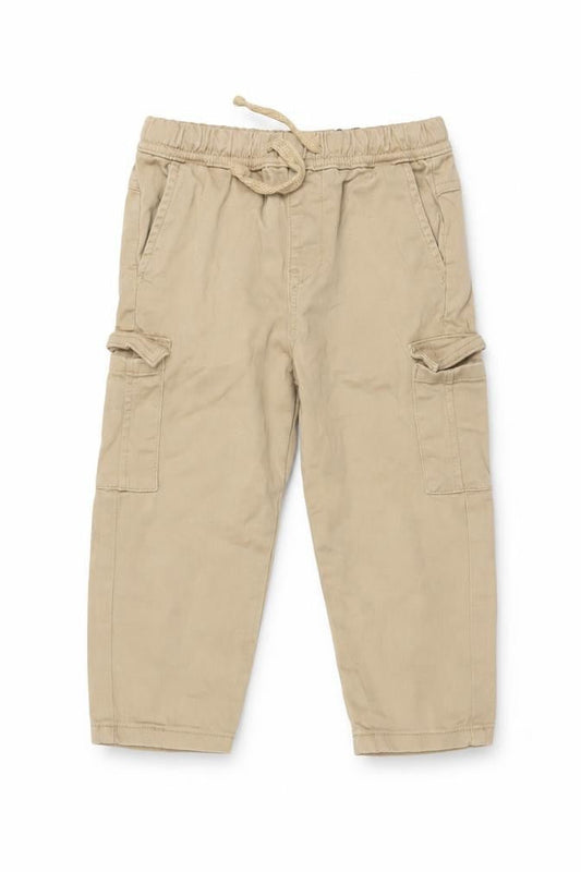 Bench Unisex Baby Beige Cargo Trousers 18-24 Months Elastic Waist Twill Cotton Pants