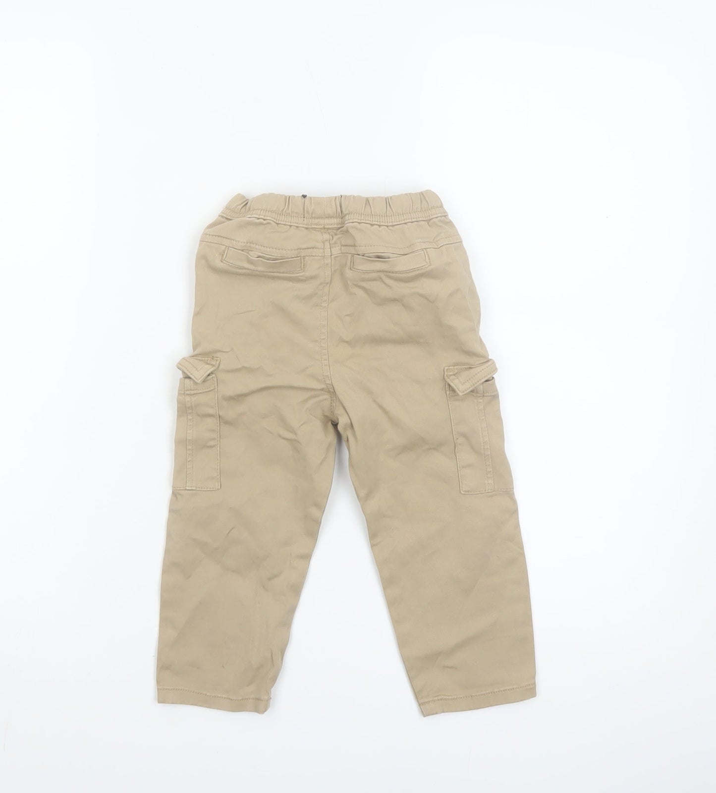 Bench Unisex Baby Beige Cargo Trousers 18-24 Months Elastic Waist Twill Cotton Pants