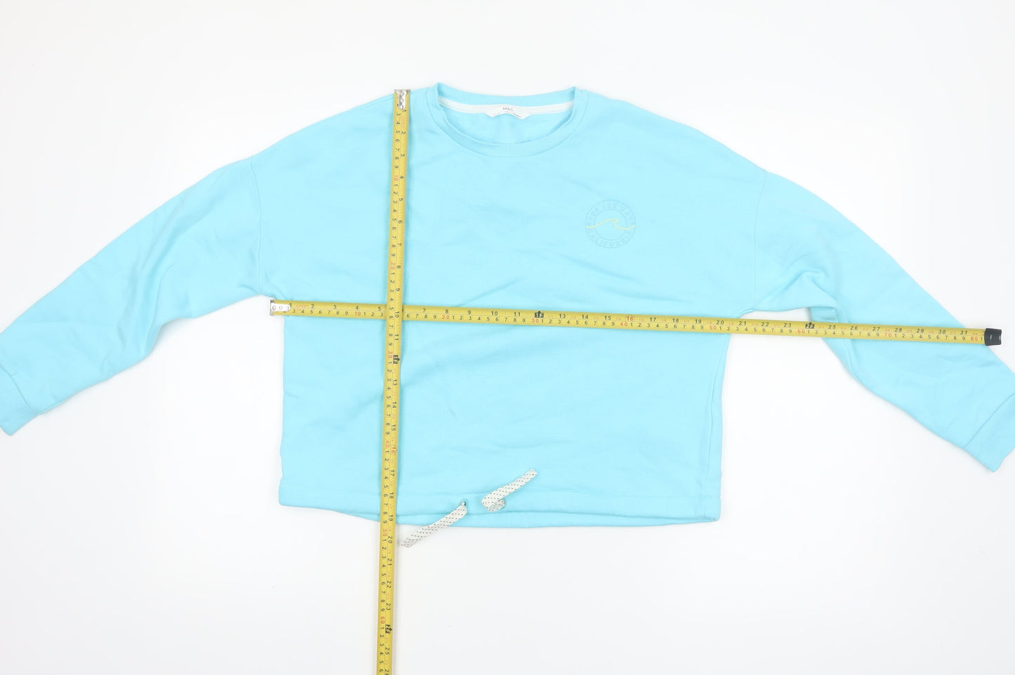Marks and Spencer Girls Blue 12-13 Years Pullover Sweatshirt with Drawstring