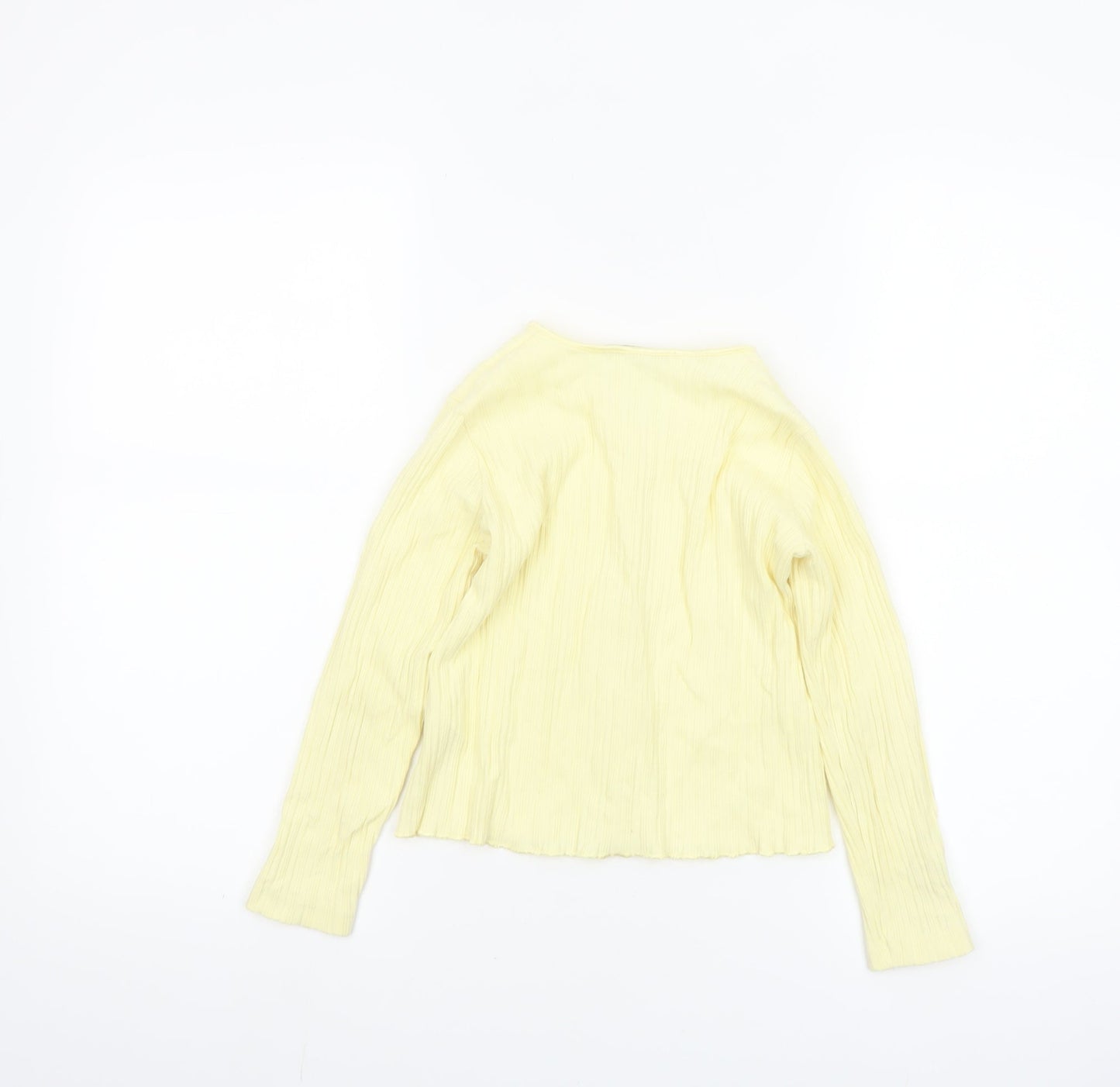 Marks and Spencer Girls Yellow Button-Up Top 7-8 Years Cotton V-Neck
