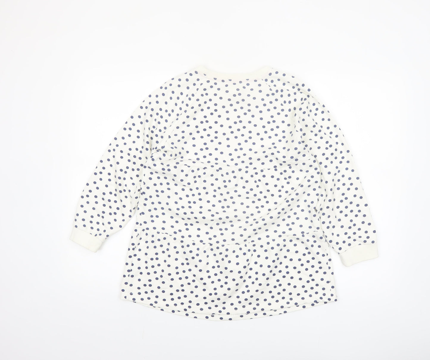 C C Kids Girls White Polka Dot Cotton Long Sleeve Casual Dress 9-10 Years