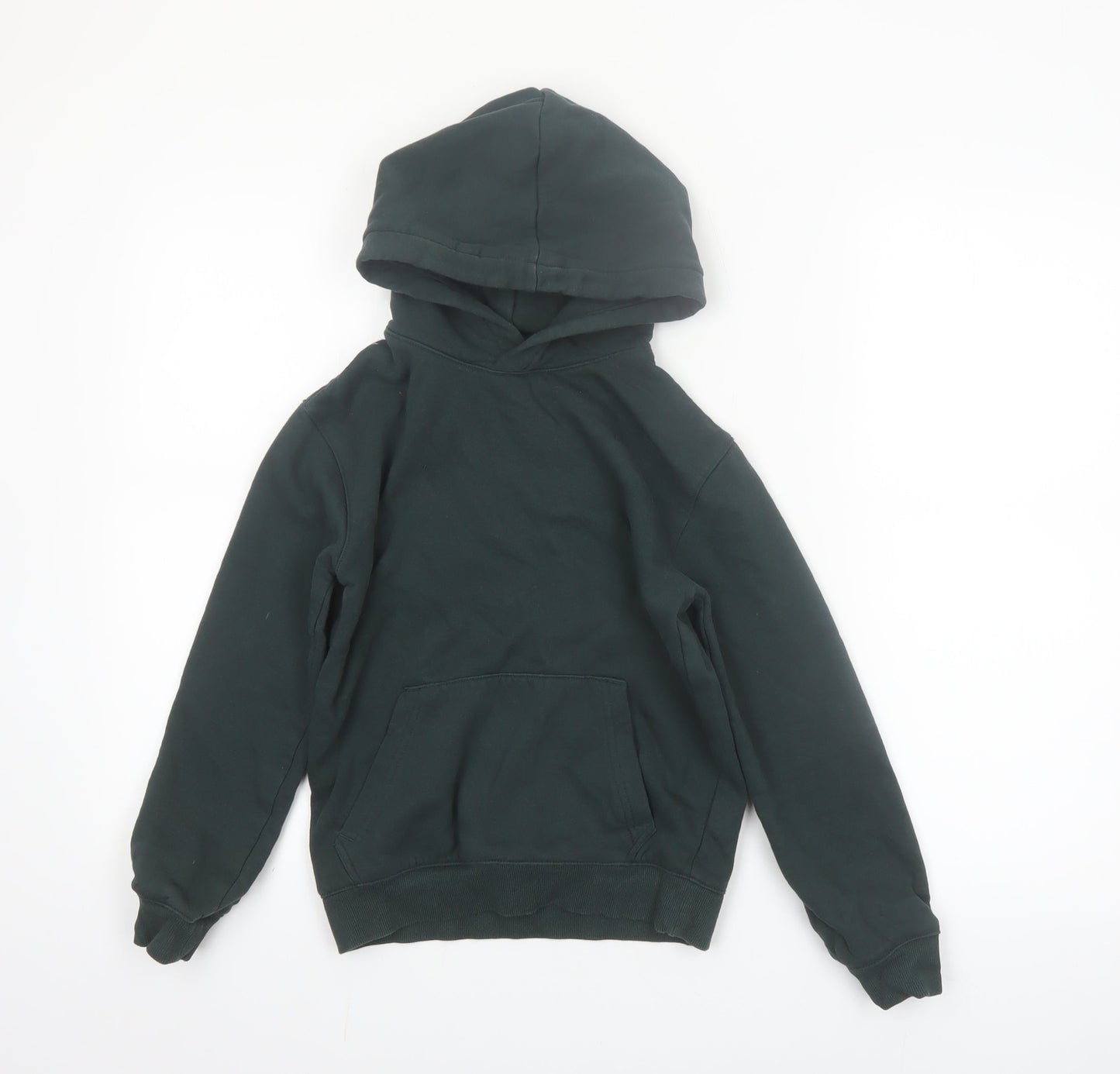 H&M Boys Dark Green Pullover Hoodie Size 9-10 Years Cotton Blend