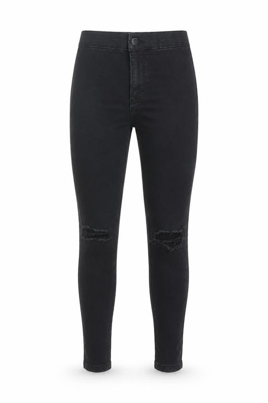 Topshop Women’s Black Petite Joni High Rise Distressed Skinny Jegging Jeans Size 6