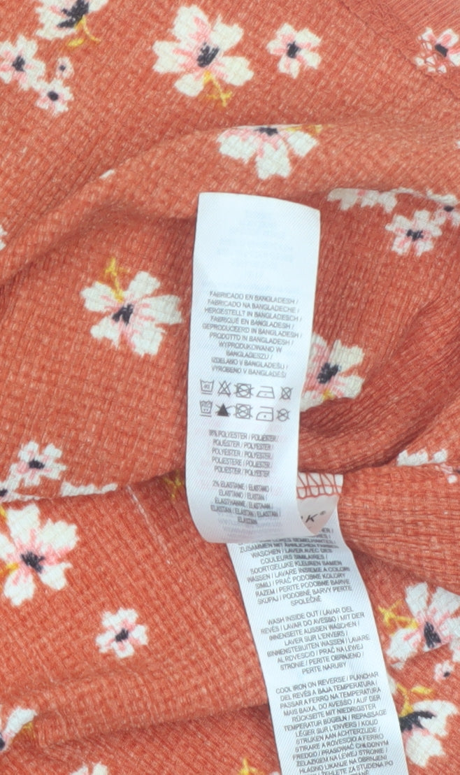Primark Girls Orange Floral Button Pinafore Dress 5-6 Years