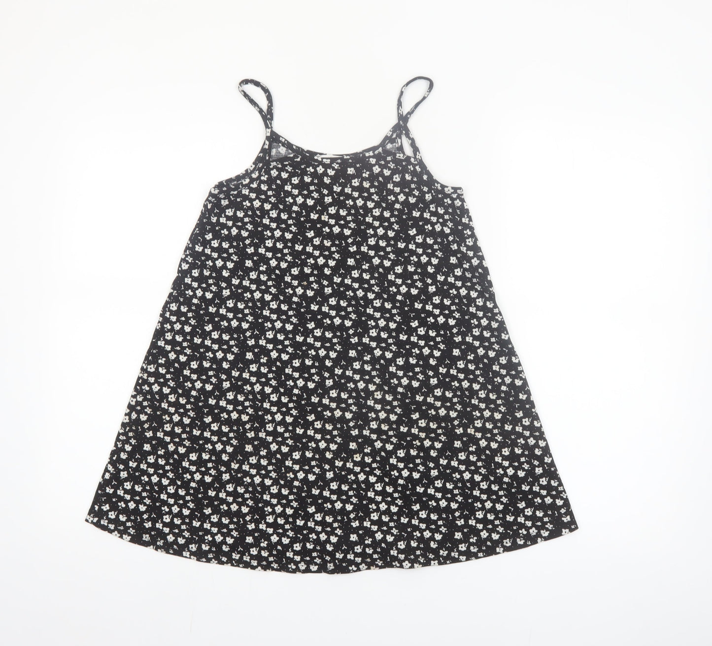 Primark Girls Black Floral A-Line Sleeveless Jersey Dress 7-8 Years
