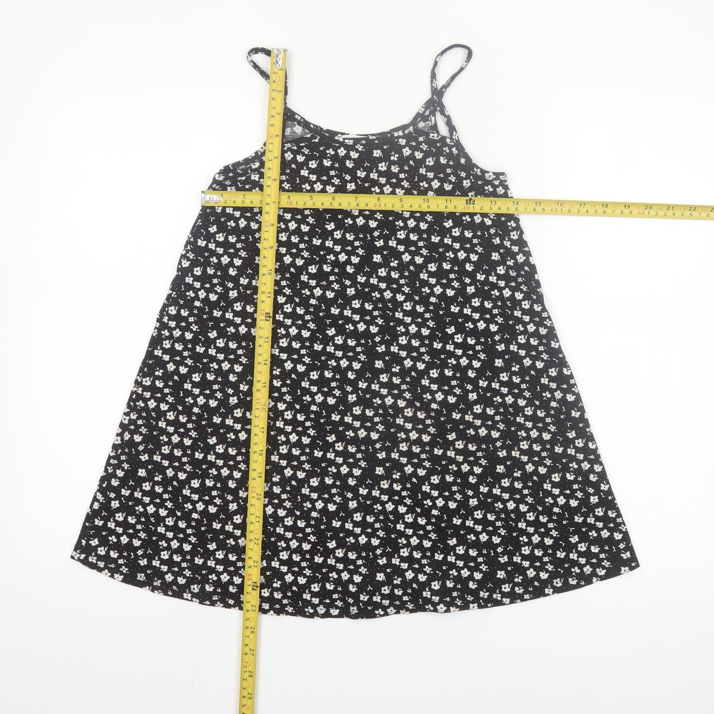 Primark Girls Black Floral A-Line Sleeveless Jersey Dress 7-8 Years