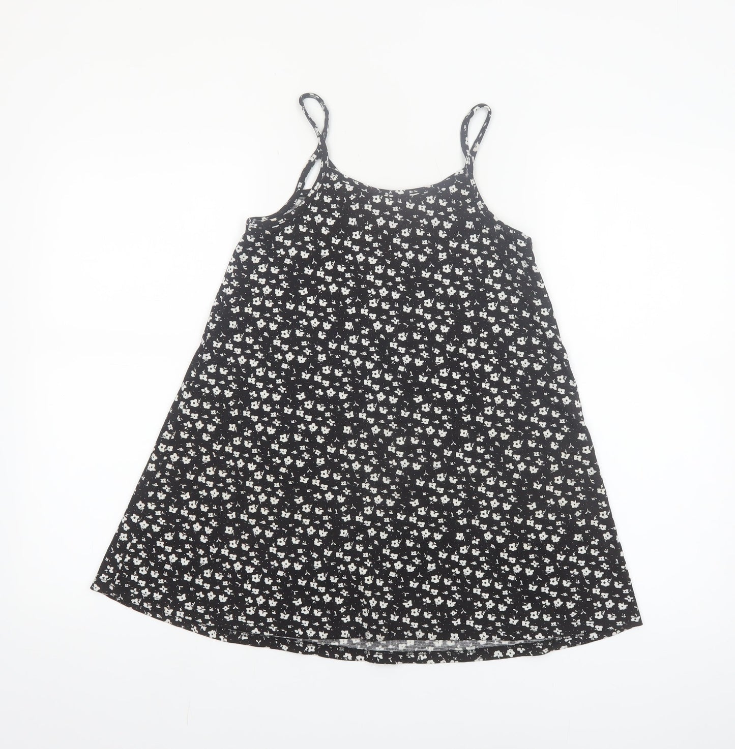 Primark Girls Black Floral A-Line Sleeveless Jersey Dress 7-8 Years