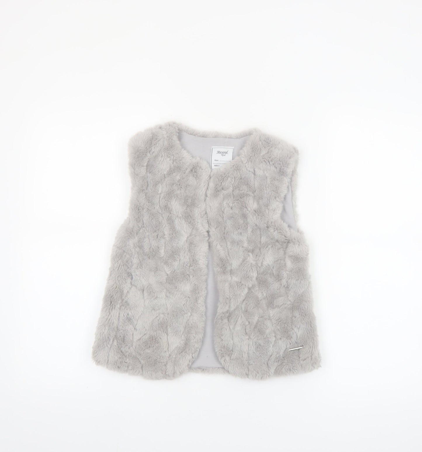 Mayoral Girls Grey Faux Fur Waistcoat Age 9 Years Lined Soft Vest