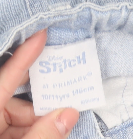 Primark Girls Blue Denim Stitch Cut-Off Shorts 10-11 Years