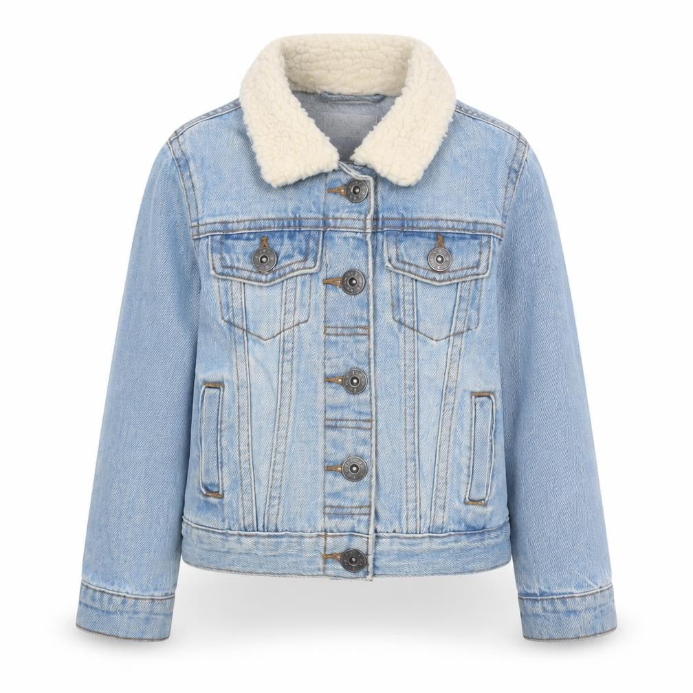 Lily & Dan Girls Blue Denim Faux Fur Collar Jacket 3-4 Years