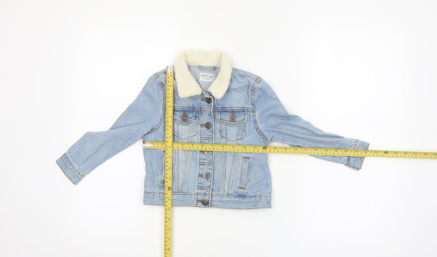 Lily & Dan Girls Blue Denim Faux Fur Collar Jacket 3-4 Years