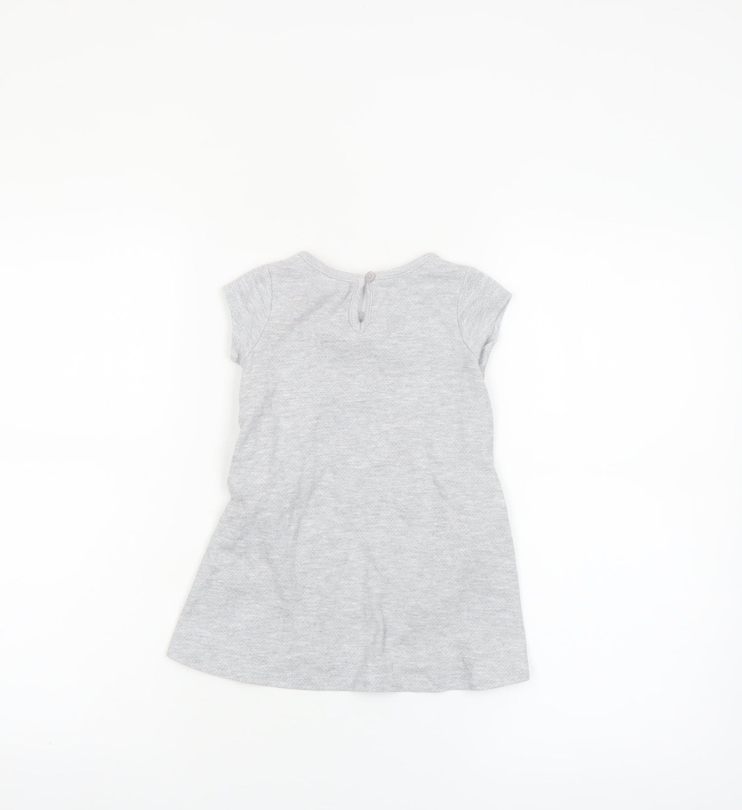 Hello Kitty Girls Grey T-Shirt Dress 18-24 Months Cotton Casual Bow Detail