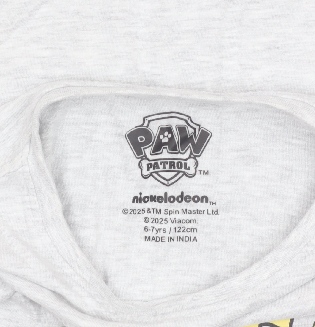 Nickelodeon Boys Grey Chase PAW Patrol T-Shirt 6-7 Years Short Sleeve