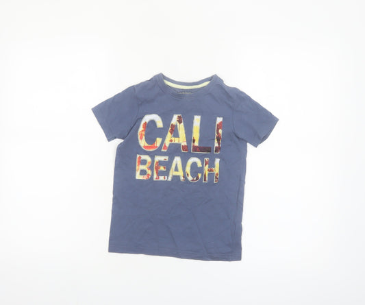 Primark Boys Blue CALI BEACH Short Sleeve Cotton T-Shirt 6-7 Years