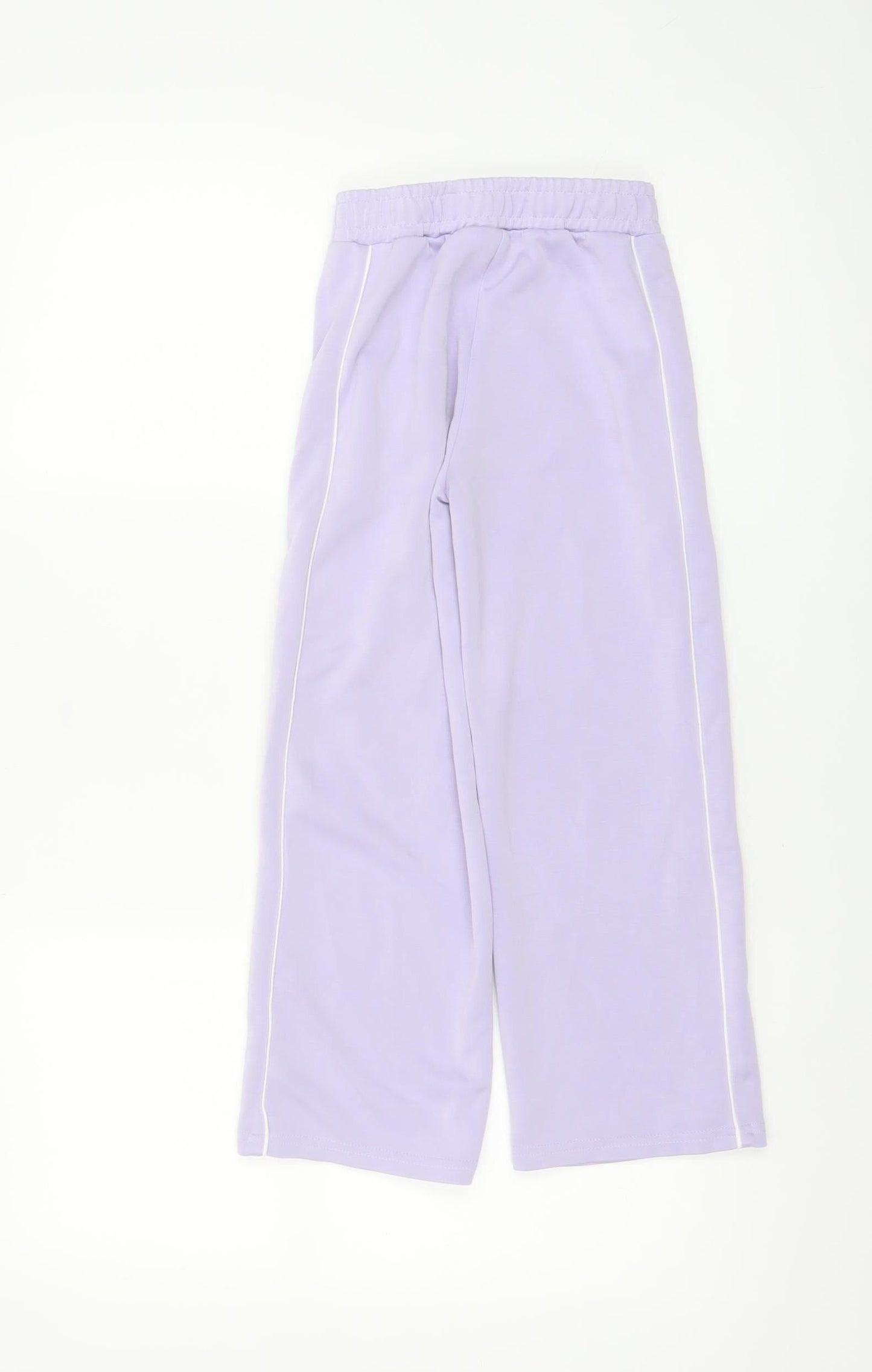 Dunnes Stores Girls Purple Sweatpants 7-8 Years Elastic Waist Side Stripe
