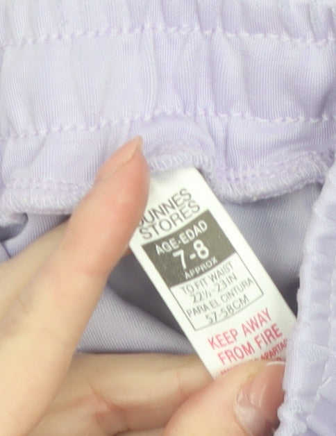 Dunnes Stores Girls Purple Sweatpants 7-8 Years Elastic Waist Side Stripe