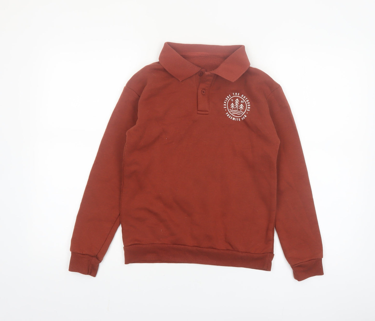 Dunnes Stores Boys Brown Collared Henley Sweatshirt 10-11 Years Outdoor Graphic