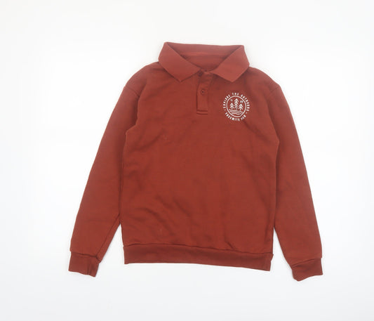 Dunnes Stores Boys Brown Collared Henley Sweatshirt 10-11 Years Outdoor Graphic