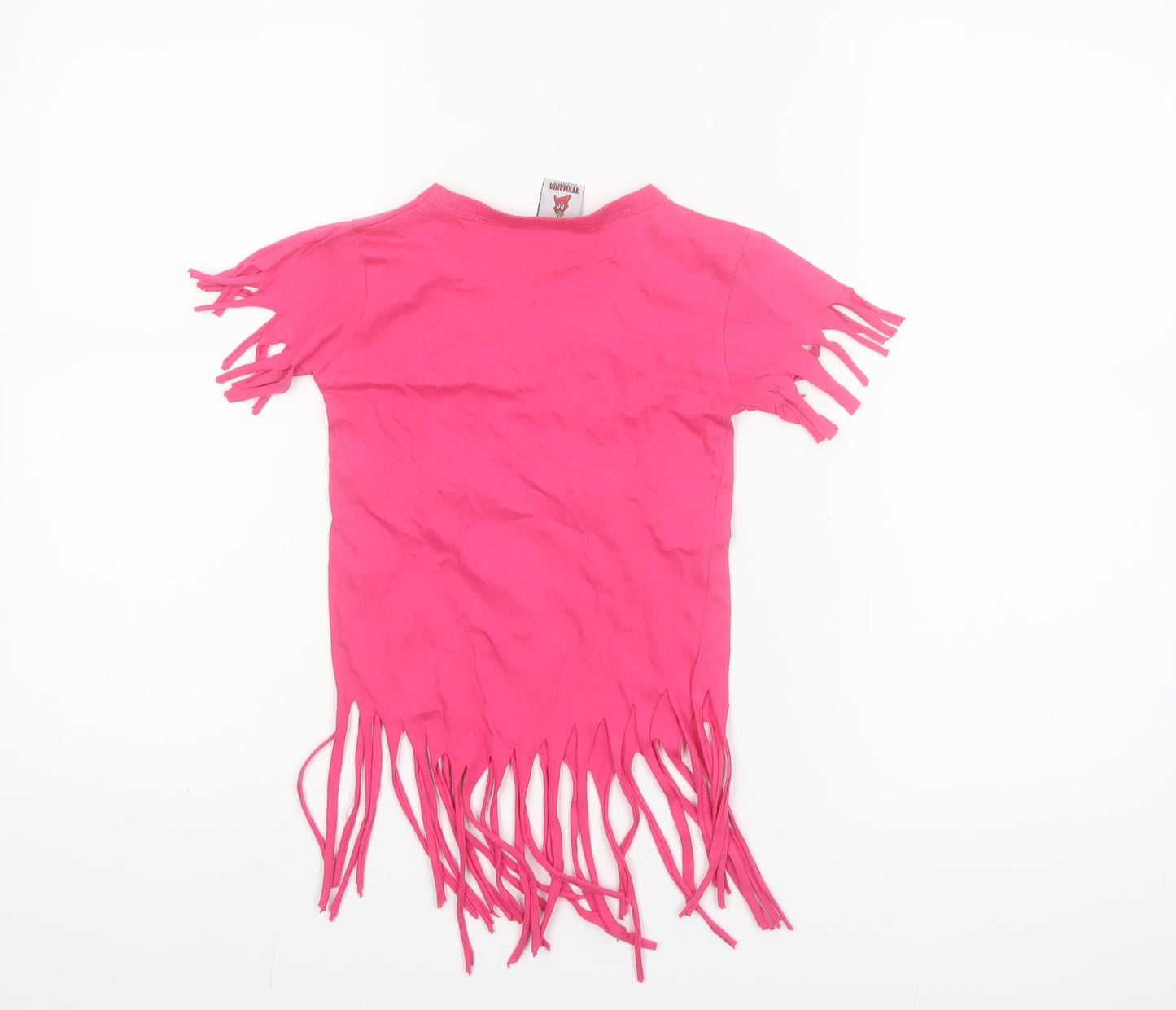 Texmania Girls Pink Frozen Fringe V-Neck T-Shirt 4 Years
