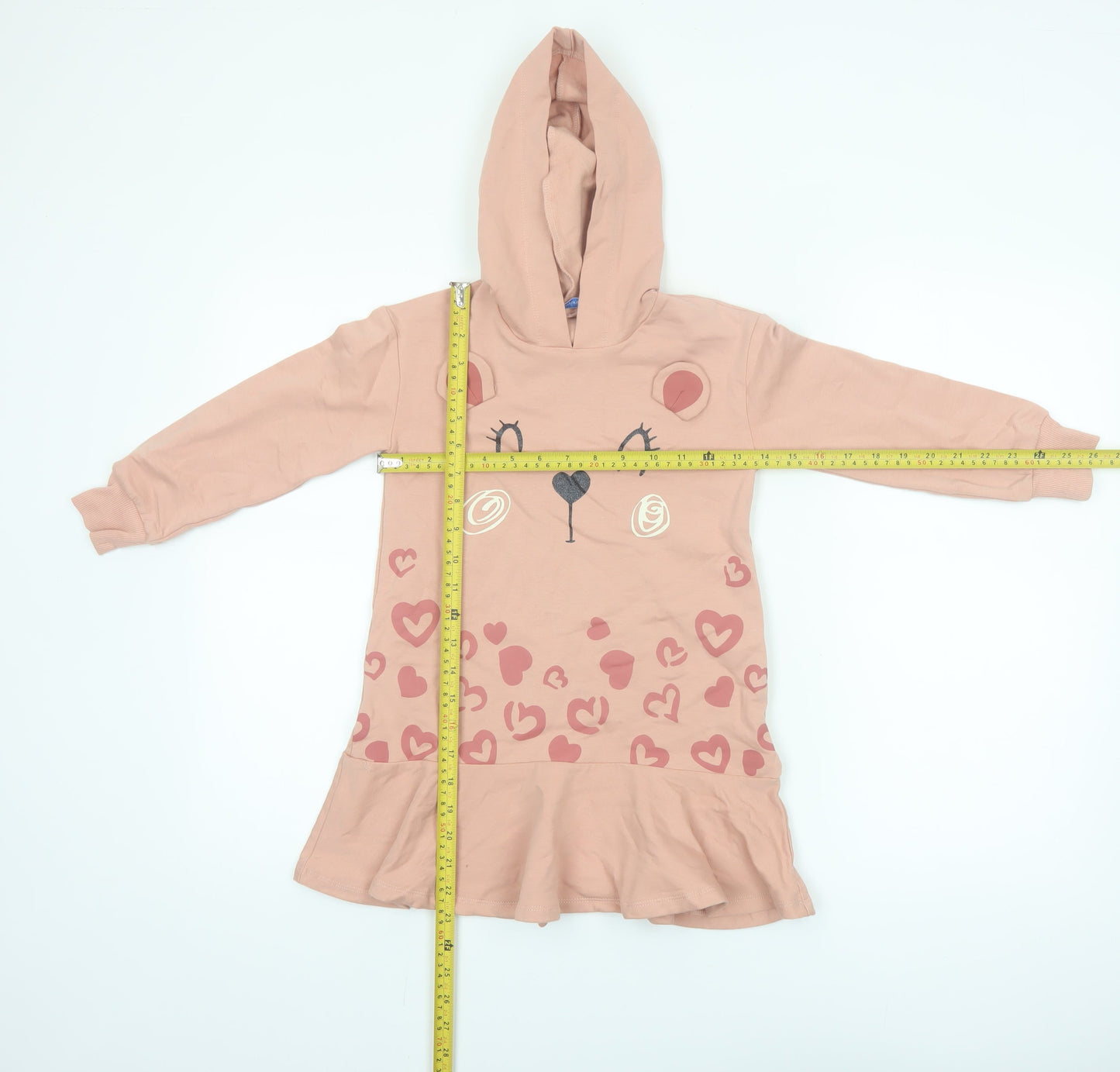Mayoral Girls Pink Animal Face Hooded T-Shirt Dress 6 Years