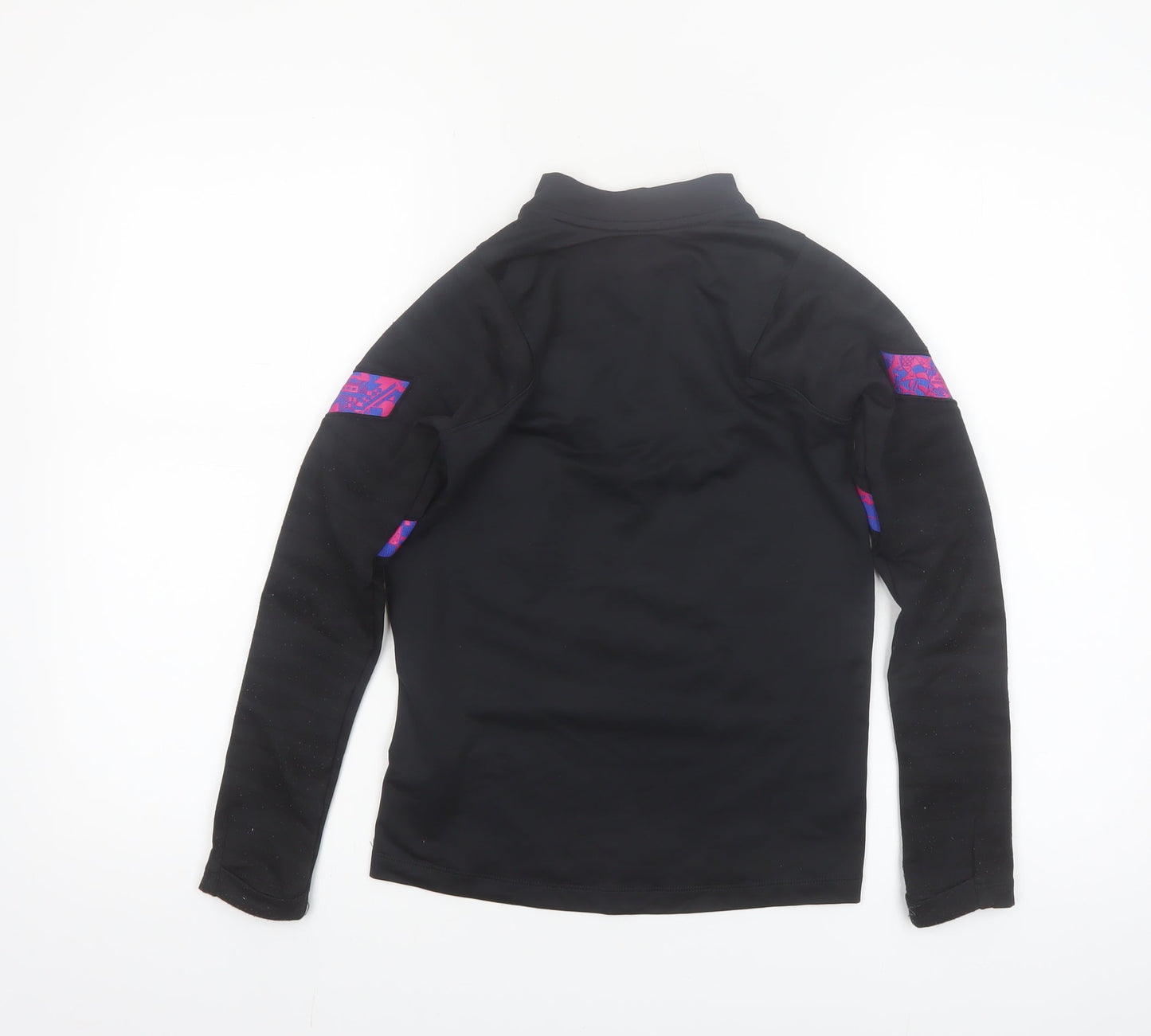 Nike Boys Black Barcelona Dri-FIT 1/4 Zip Long Sleeve Football Top S