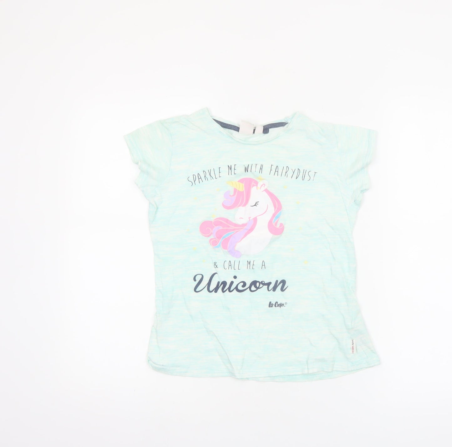 Lee Cooper Girls Blue Unicorn Graphic Short Sleeve T-Shirt 11-12 Years