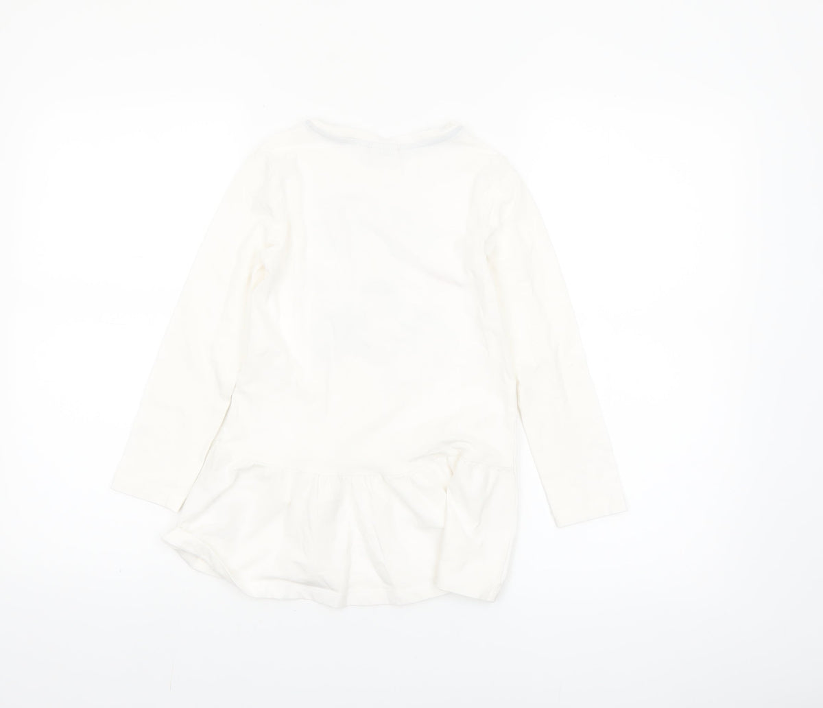 Blukids Girls Ivory Graphic T-Shirt Dress 5-6 Years Long Sleeve Cotton