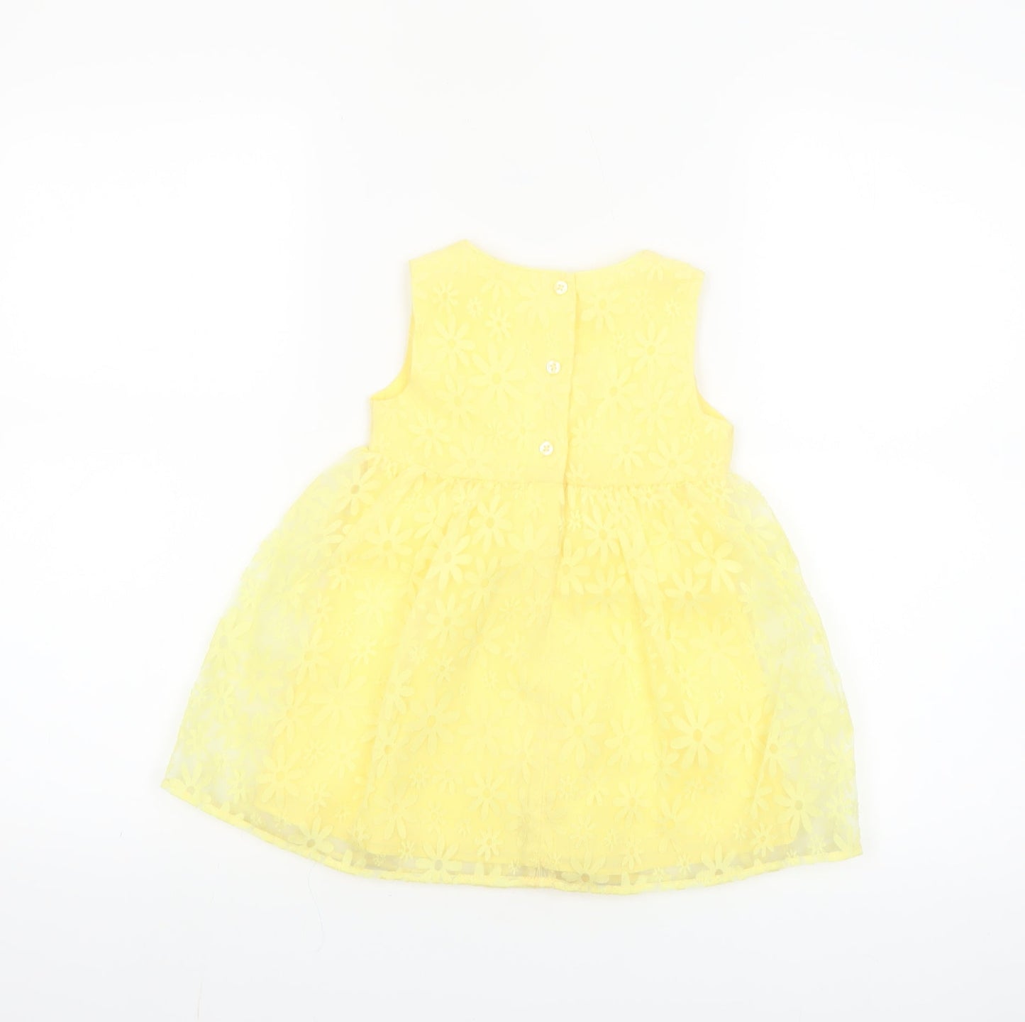 Fred & Flo Girls Yellow Floral Lace Fit & Flare Party Dress 12-18 Months