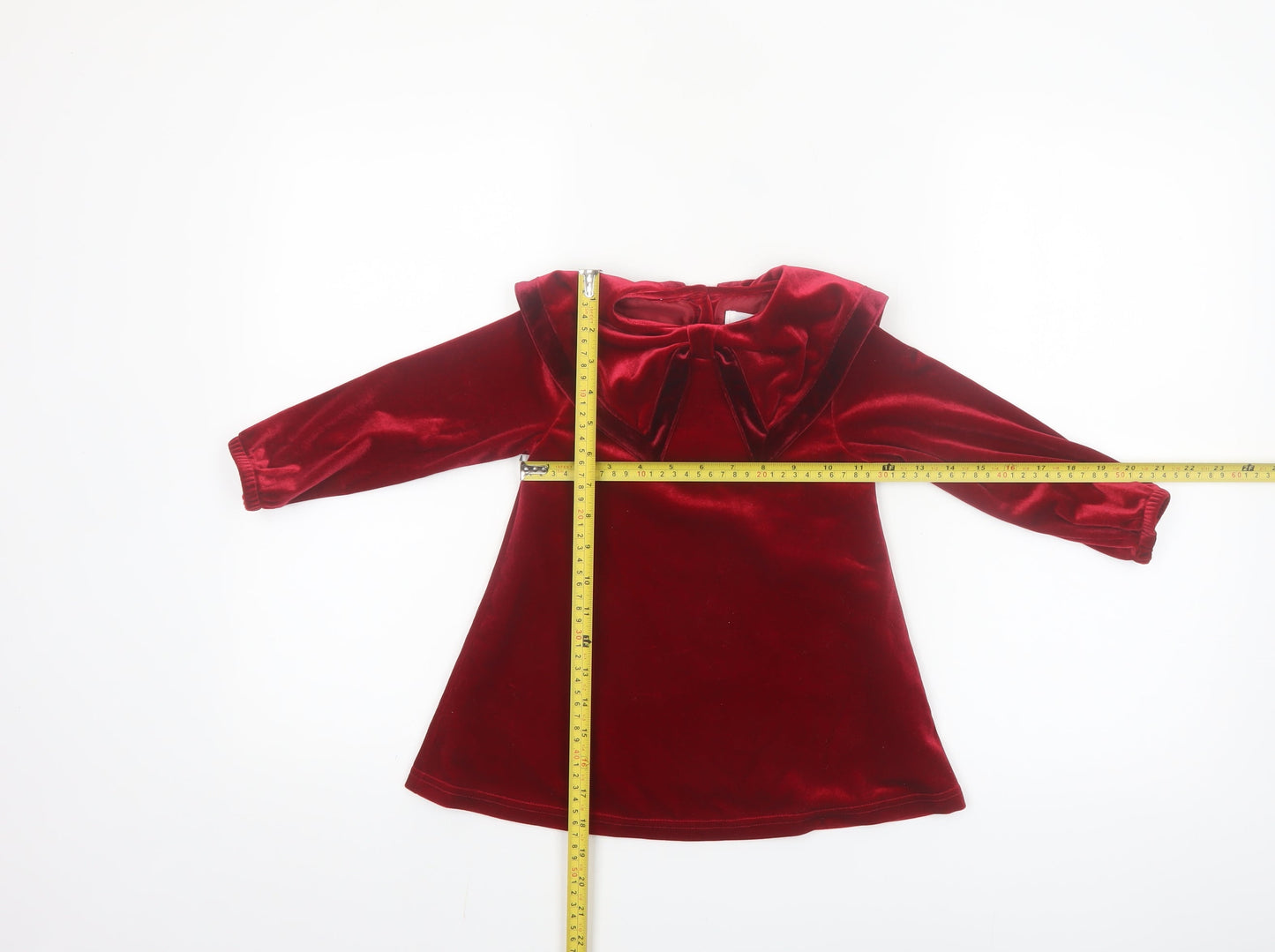 Leigh Tucker Willow Girls Red Velvet Bow Dress 18-24 Months Party Wear
