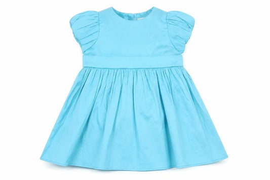 Front view of Lipsy girls’ blue satin a-line party dress 3-6 months new with tags