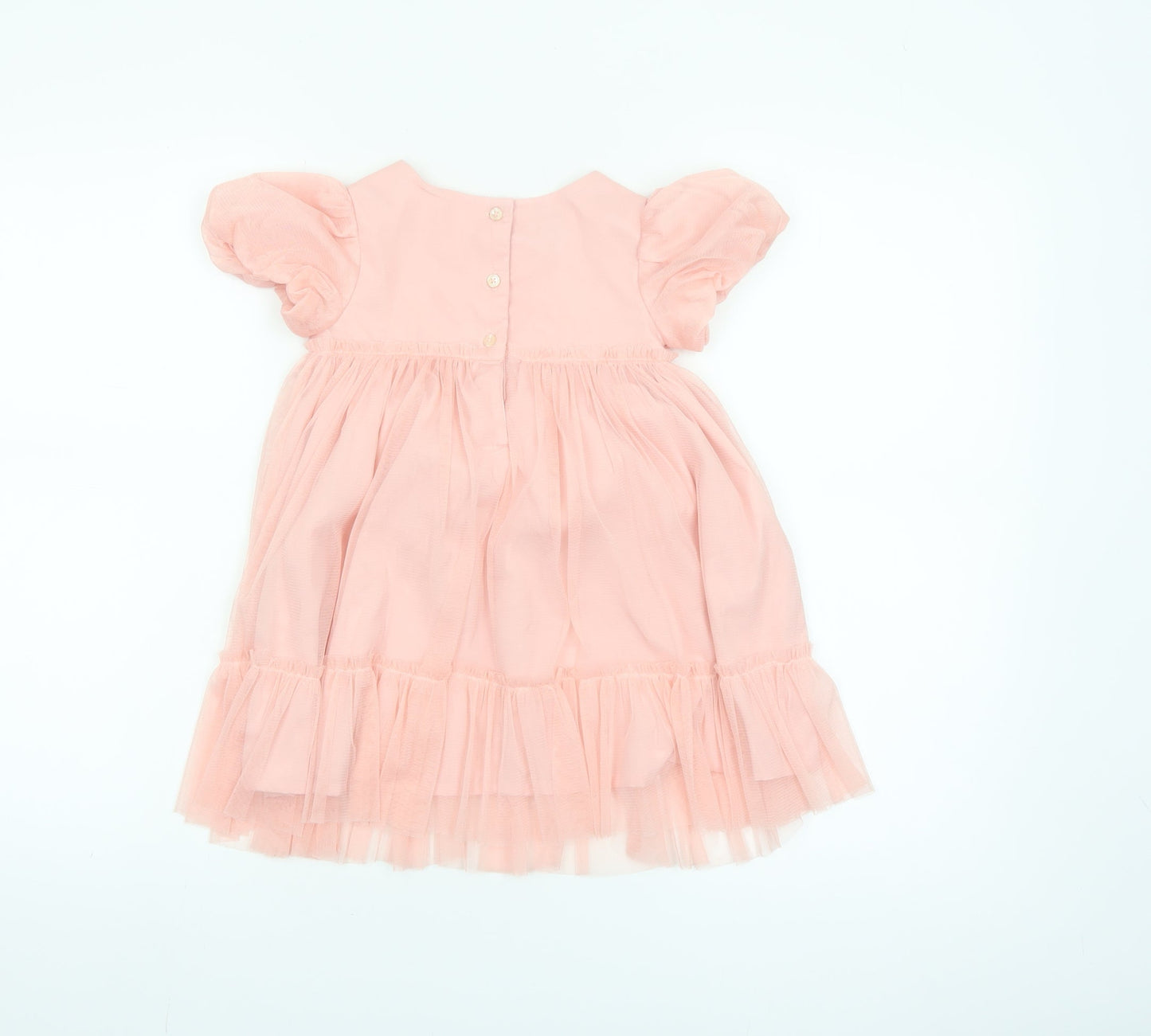 Monsoon Girls Pink 2-3 Years Tutu Dress with Heart Appliqué Puff Sleeves