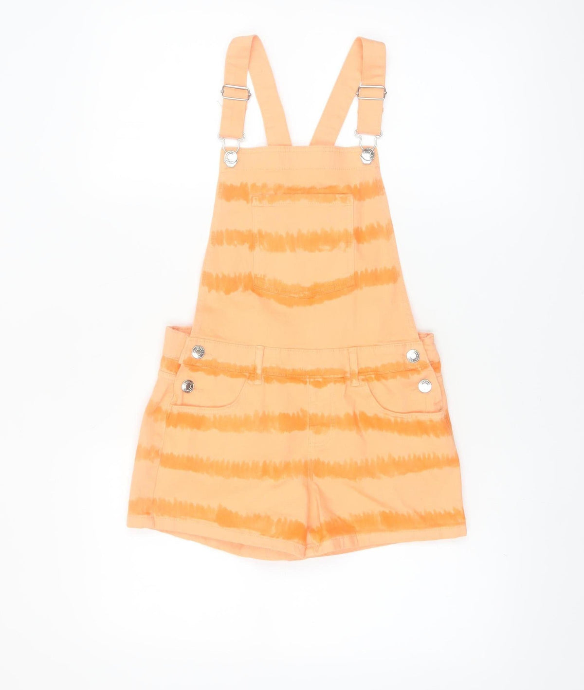 Denim Co Girls Orange Tie Dye Cotton Dungaree Shorts 9-10 Years Casual