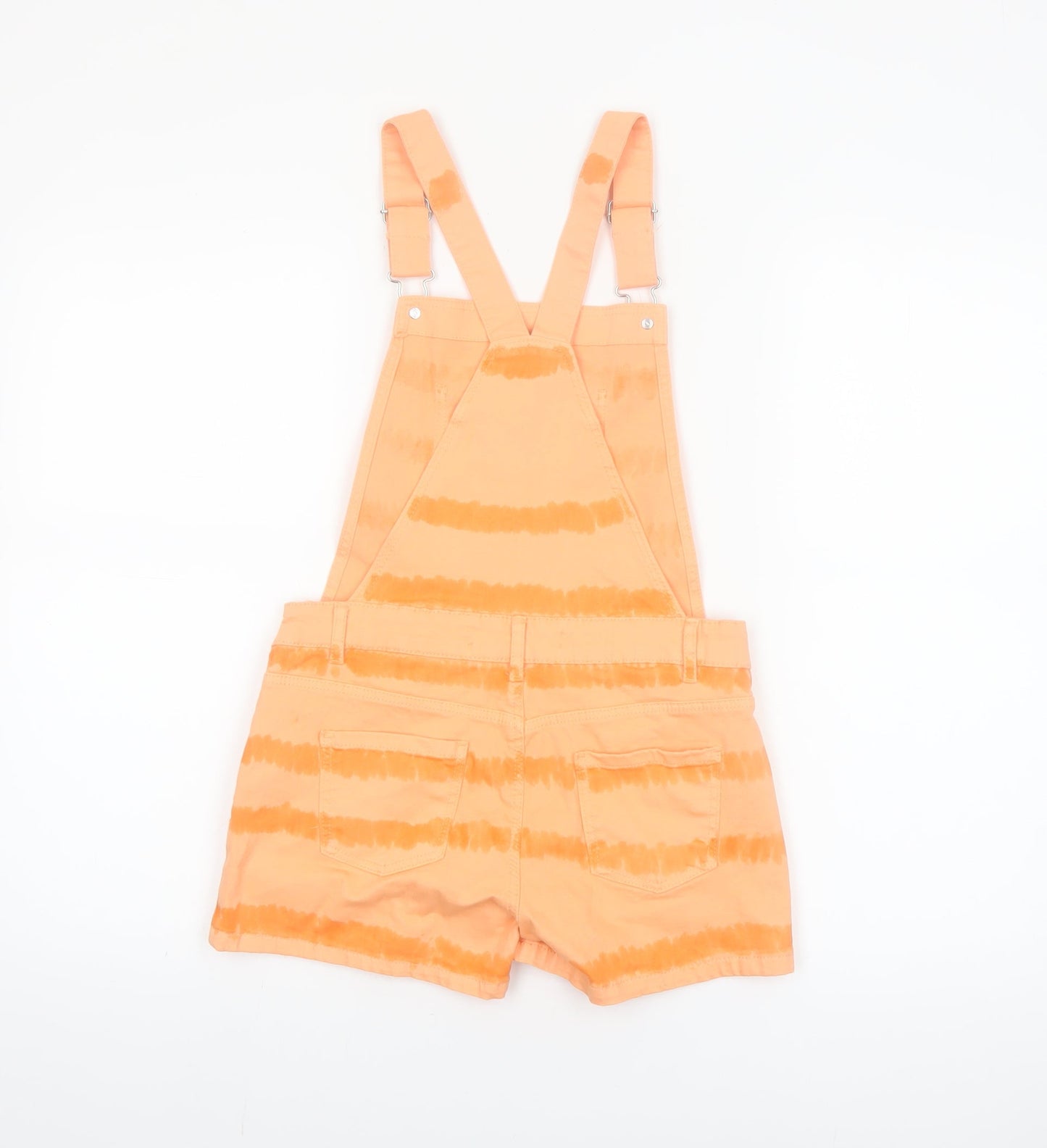 Denim Co Girls Orange Tie Dye Cotton Dungaree Shorts 9-10 Years Casual