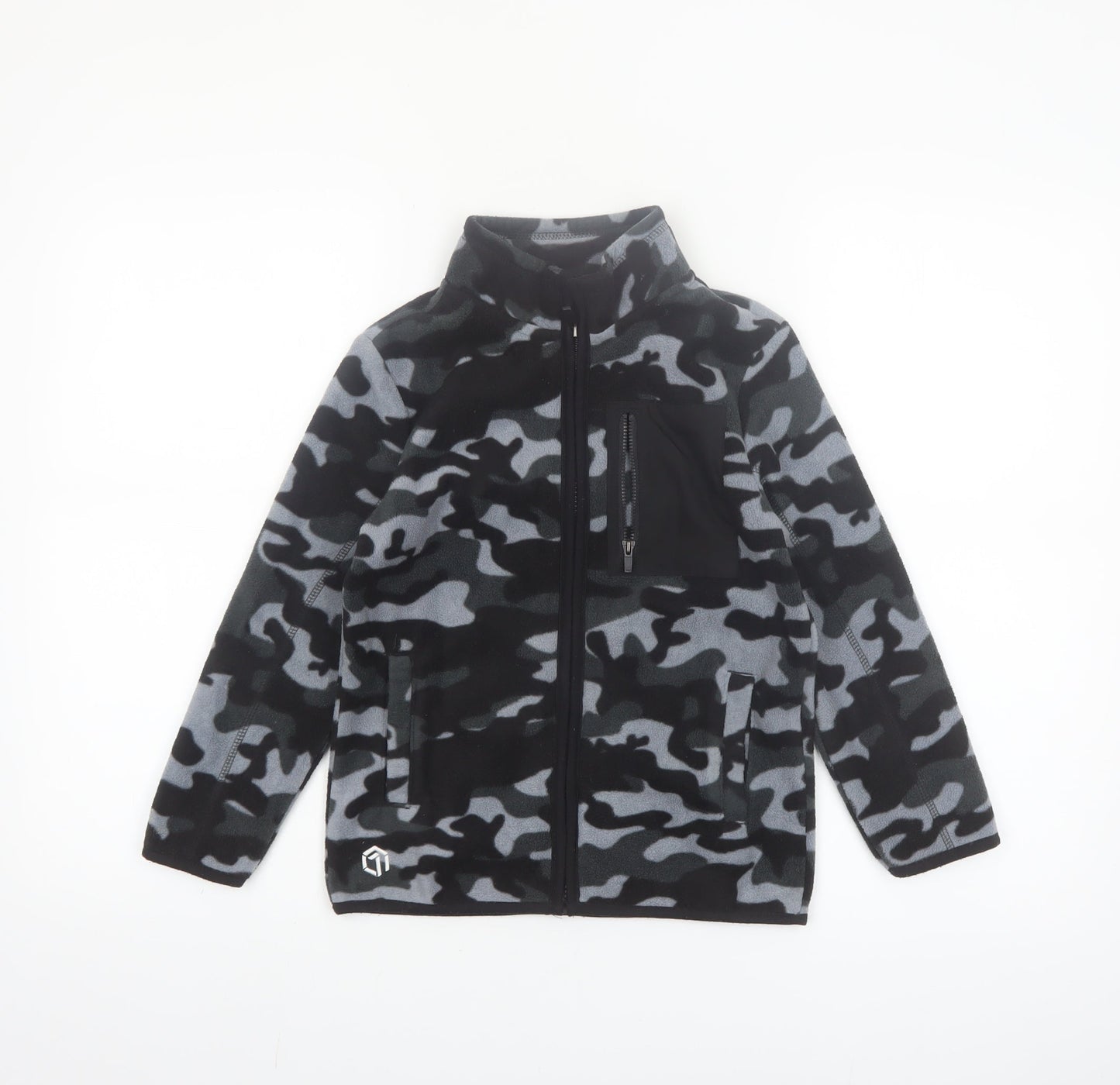 F&F Boys Black Camouflage Fleece Full Zip Jacket 8-9 Years