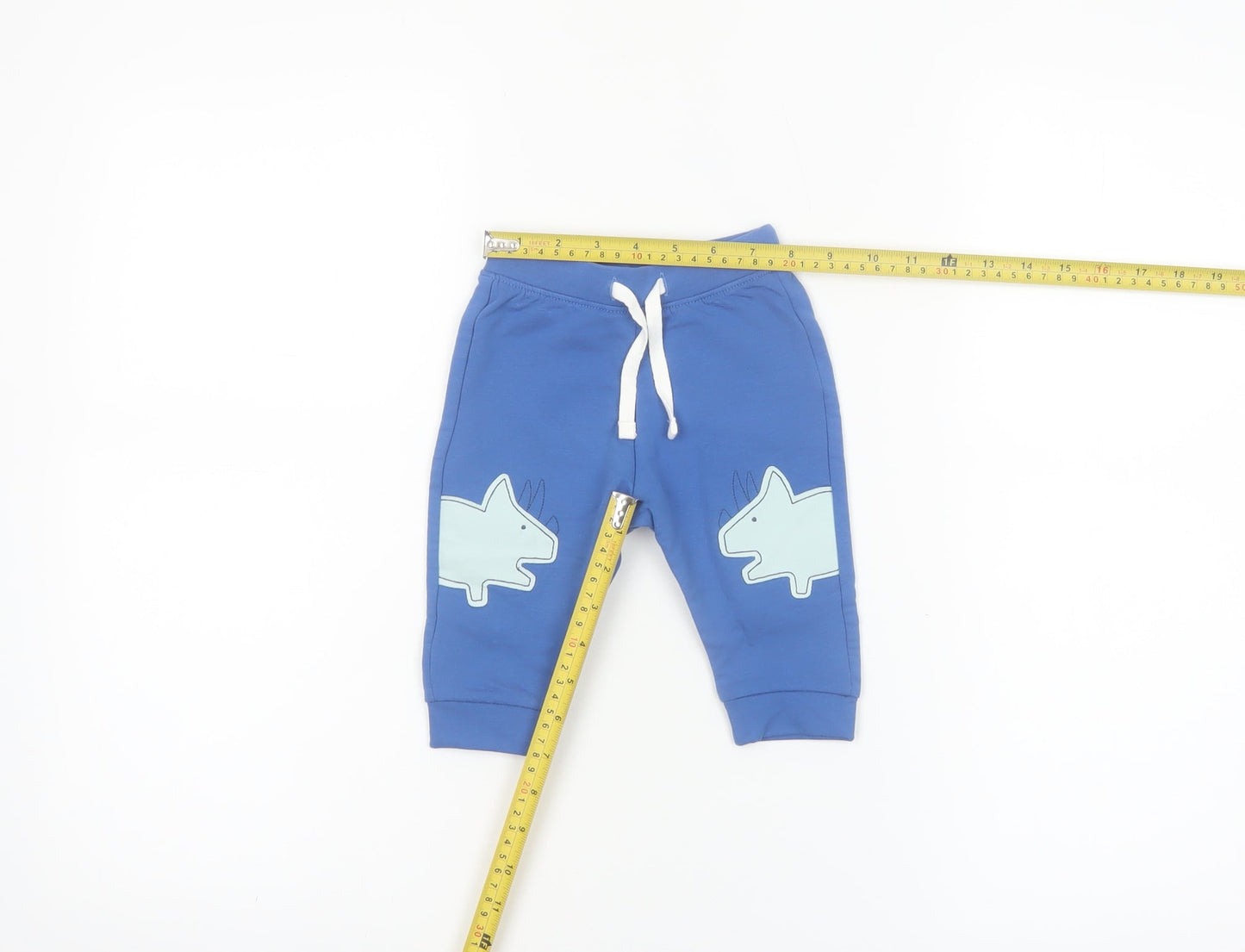 Marks and Spencer Blue Unisex Baby Jogger Trousers 3-6 Months Dinosaur Print