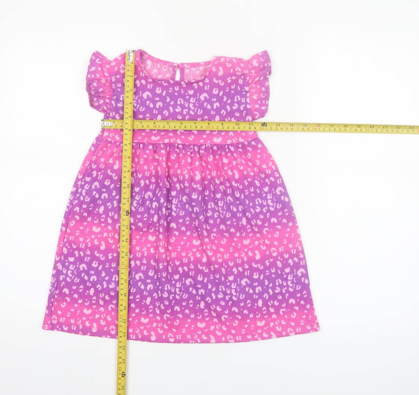 St. Bernard Girls Pink Purple Animal Print A-Line Dress 4-5 Years