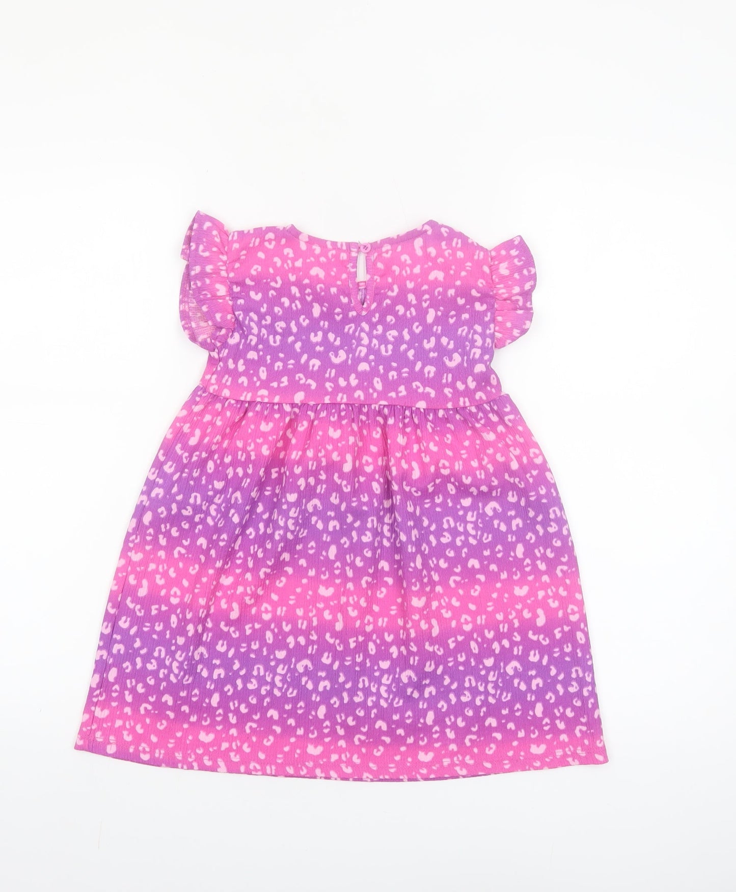 St. Bernard Girls Pink Purple Animal Print A-Line Dress 4-5 Years