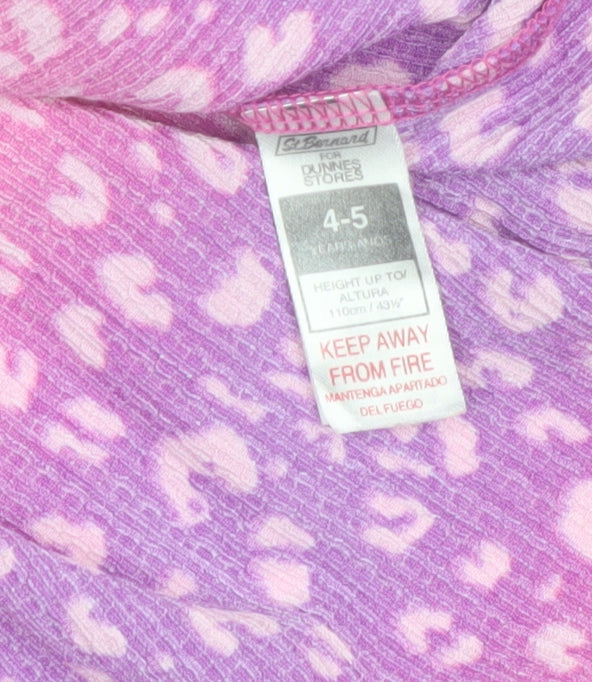 St. Bernard Girls Pink Purple Animal Print A-Line Dress 4-5 Years