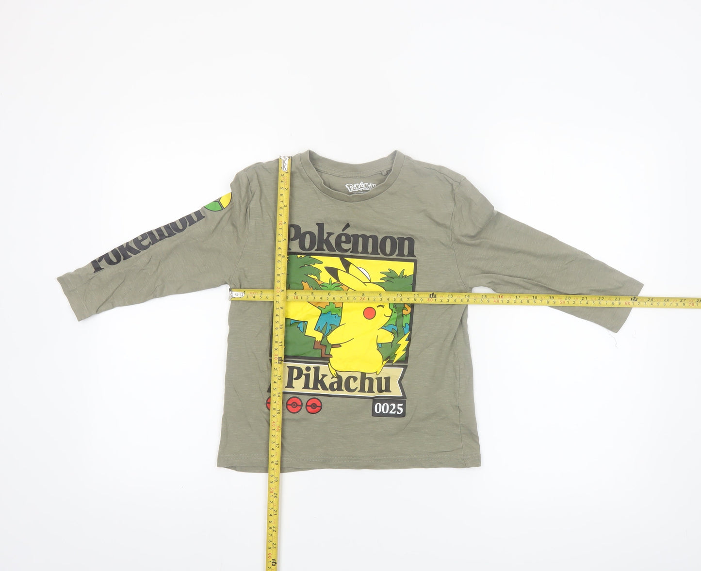 Pokémon Boys Green Pikachu Long Sleeve Graphic T-Shirt 6 Years