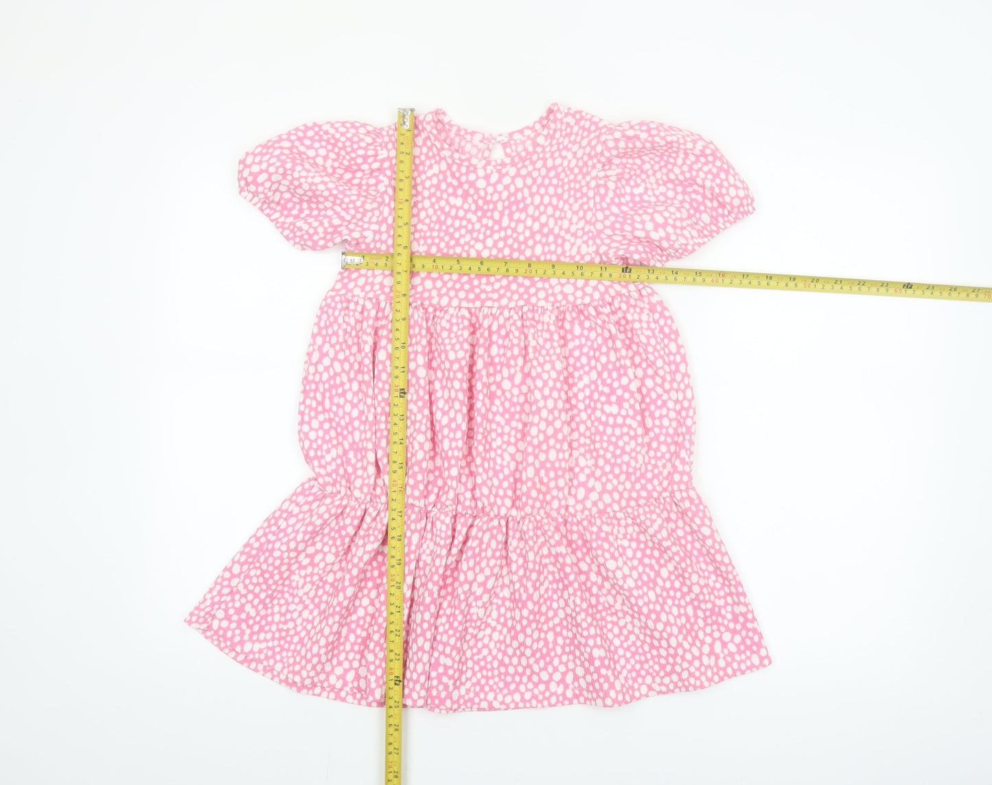 St Bernard Girls Pink Spotted A-Line Puff Sleeve Dress 7-8 Years