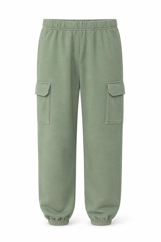 H&M Girls Green Cargo Jogger Trousers 10-11 Years Cotton Blend Casual