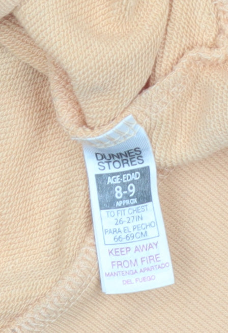 Dunnes Stores Girls Orange Pullover Hoodie 8-9 Years Cool Vibes Print