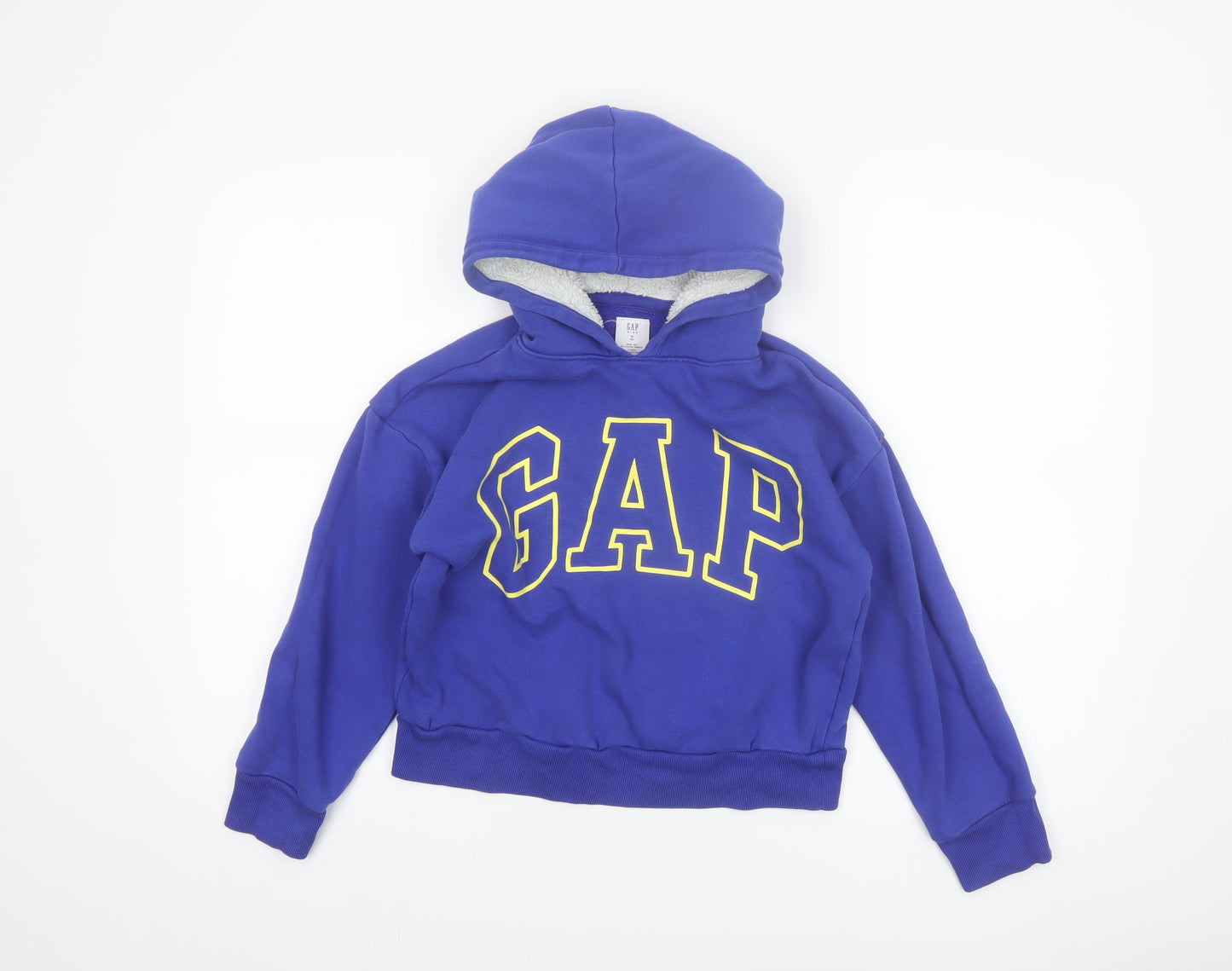 GAP Kids Blue Pullover Hoodie Boys M (8) Logo Print Fleece Sweatshirt