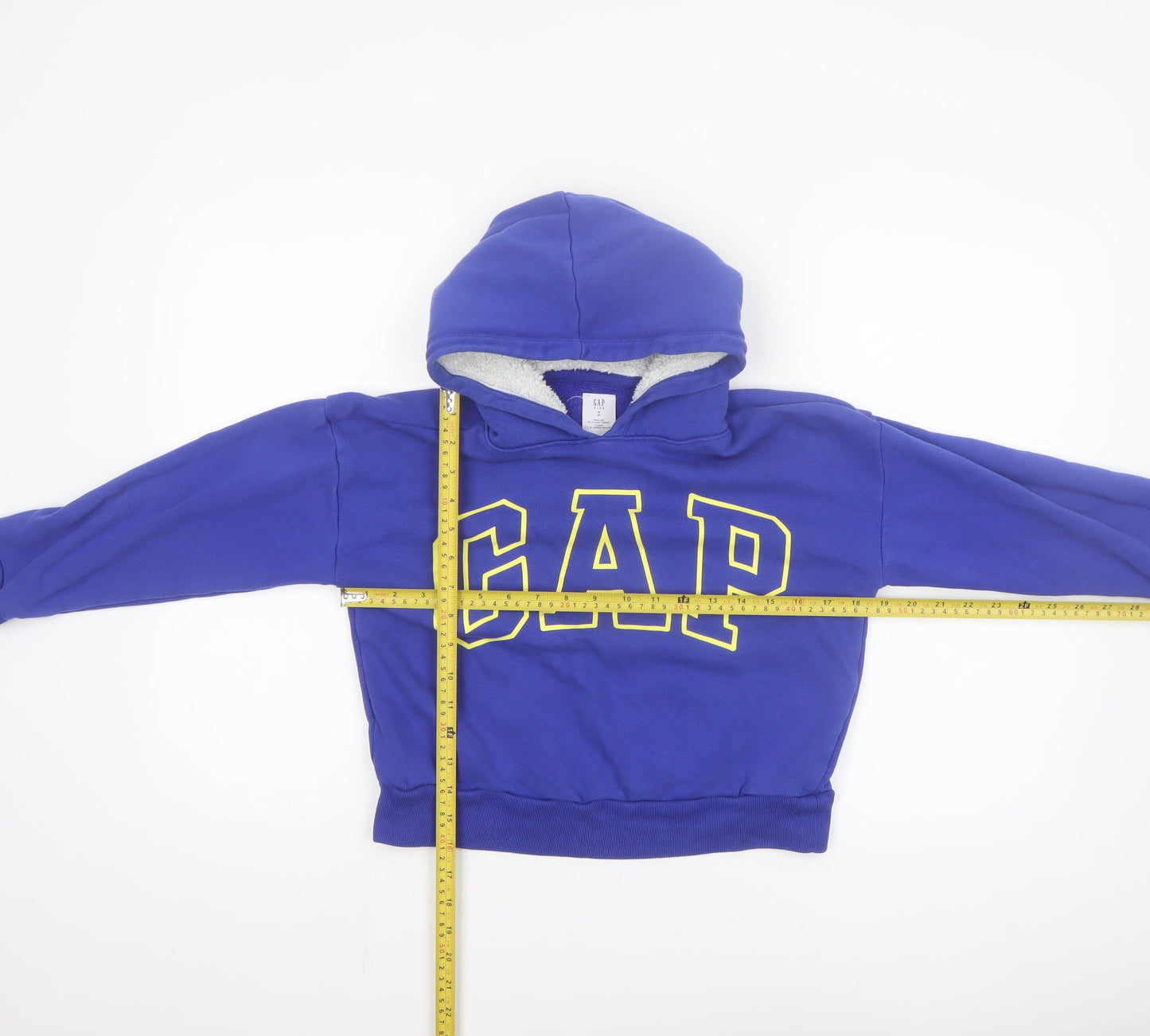 GAP Kids Blue Pullover Hoodie Boys M (8) Logo Print Fleece Sweatshirt