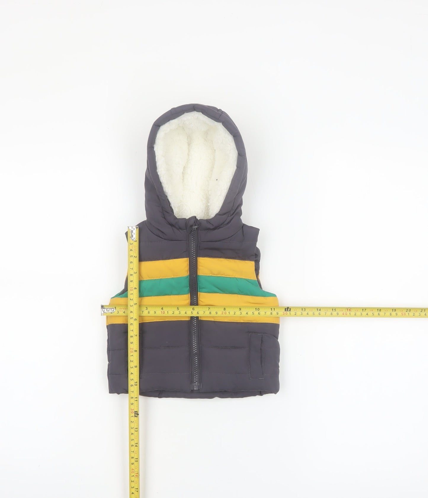 John Lewis Unisex Baby Grey Hooded Puffer Waistcoat 3-6 Months Polyester